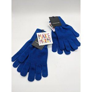 NWT Trouve Nordstrom Knit Gloves In Blue Surf OS Set of 2